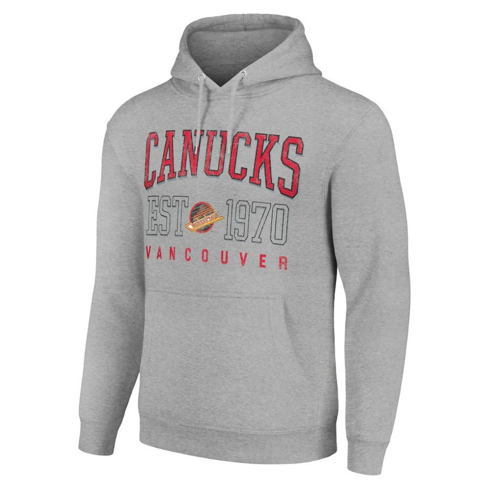 Vancouver Canucks Starter Retro Graphic Pullover Hoodie - Heather Gray Hoodies