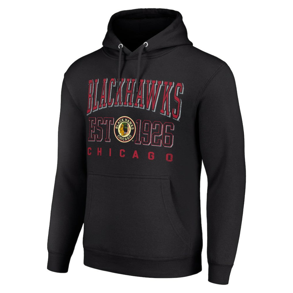 Chicago Blackhawks Starter Retro Graphic Pullover Hoodie - Black Hoodies