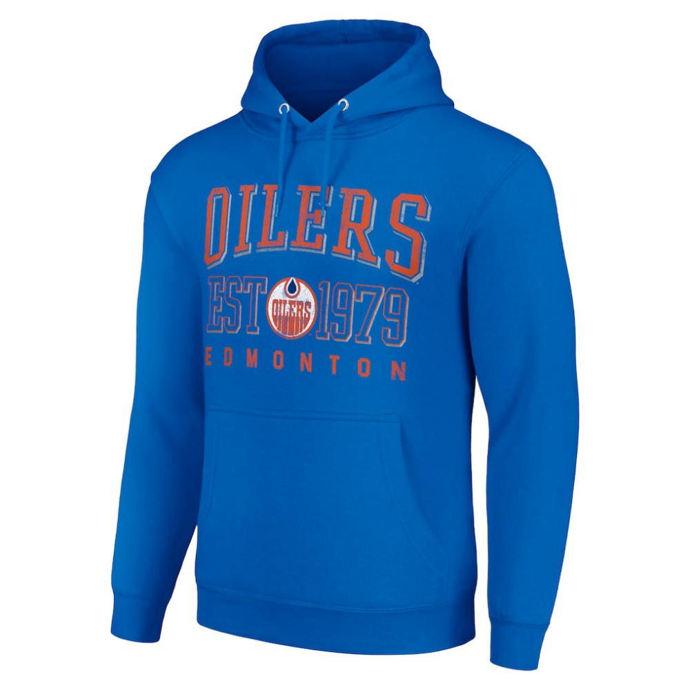 Edmonton Oilers Starter Retro Graphic Pullover Hoodie - Royal Hoodies