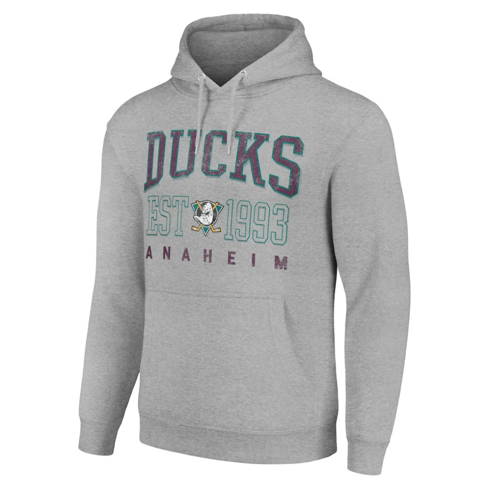 Anaheim Ducks Starter Retro Graphic Pullover Hoodie - Heather Gray Hoodies