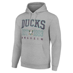 Anaheim Ducks Starter Retro Graphic Pullover Hoodie - Heather Gray Hoodies