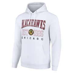 Chicago Blackhawks Starter Retro Graphic Pullover Hoodie - White Hoodies