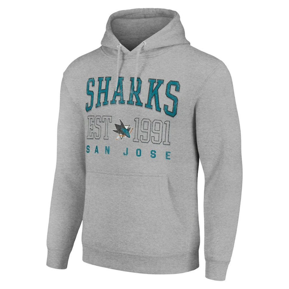 San Jose Sharks Starter Graphic Pullover Hoodie - Heather Gray Hoodies