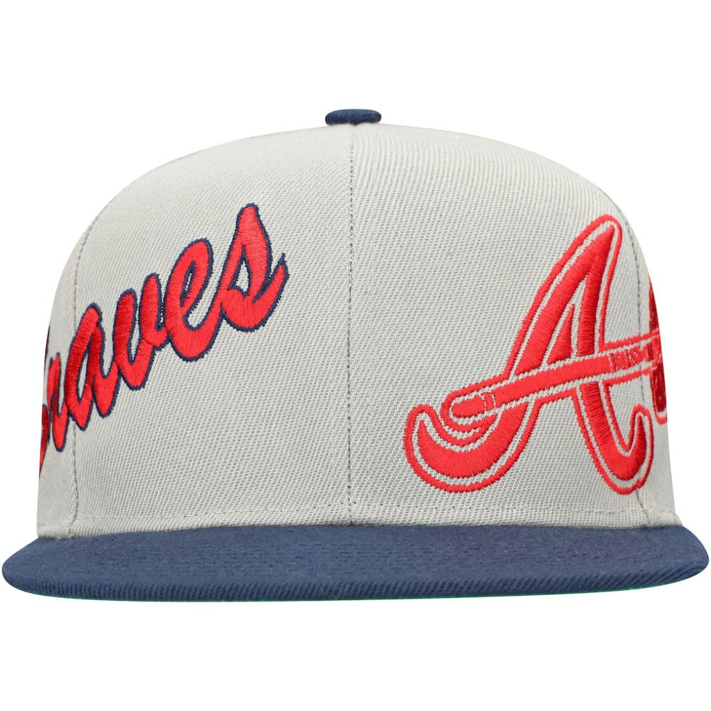 Atlanta Braves Knock Out Panel Snapback Hat Gray/Navy