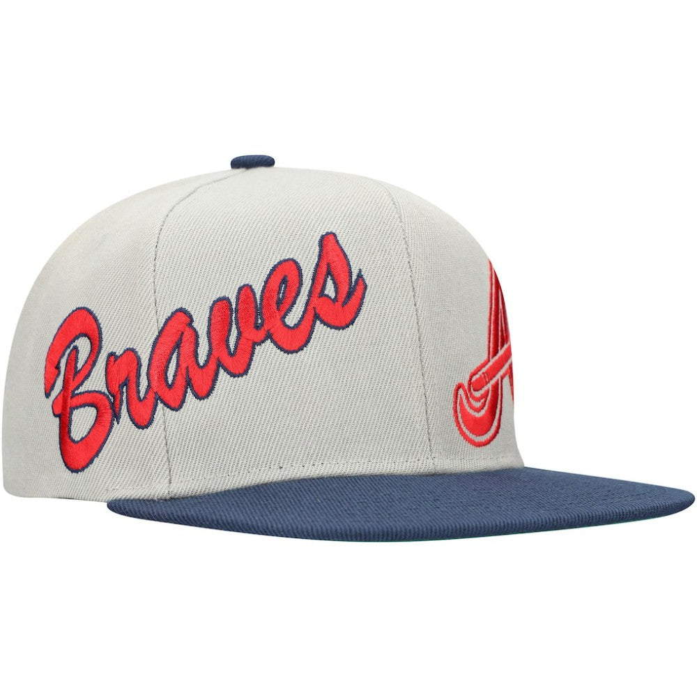 Atlanta Braves Knock Out Panel Snapback Hat Gray/Navy