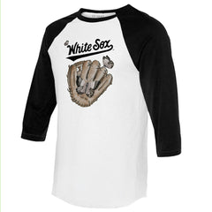 Chicago White Sox Tiny Turnip Unisex Butterfly Glove 3/4-Sleeve Raglan T-Shirt White/Black