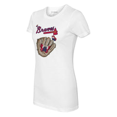 Atlanta Braves Tiny Turnip Women's Butterfly Glove T-Shirt White