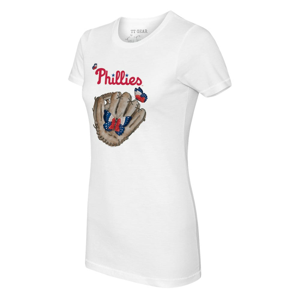 Philadelphia Phillies Tiny Turnip Women's Butterfly Glove T-Shirt White