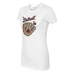 Detroit Tigers Tiny Turnip Women's Butterfly Glove T-Shirt White
