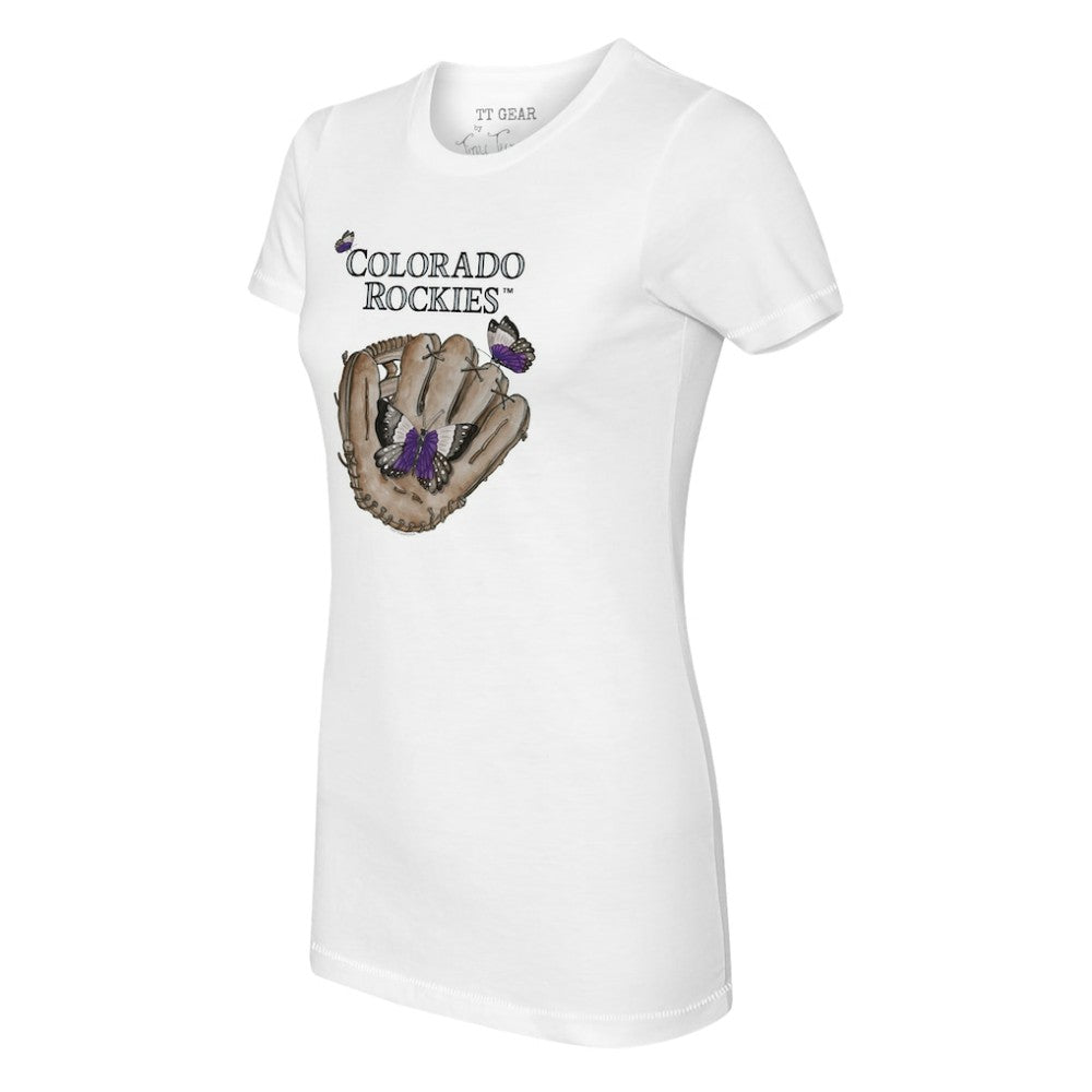 Colorado Rockies Tiny Turnip Women's Butterfly Glove T-Shirt White