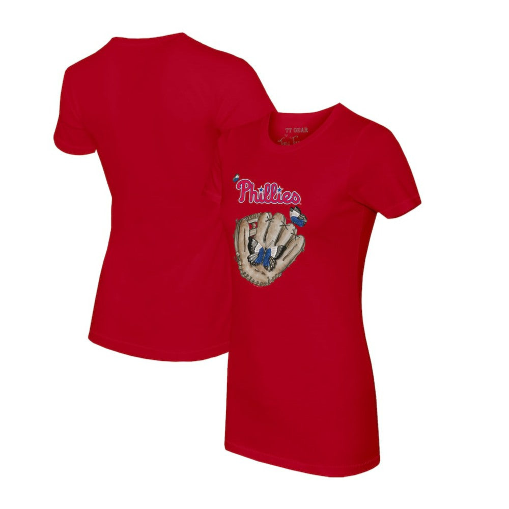 Philadelphia Phillies Tiny Turnip Women's Butterfly Glove T-Shirt Red