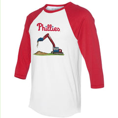 Philadelphia Phillies Tiny Turnip Unisex Excavator 3/4-Sleeve Raglan T-Shirt White/Red