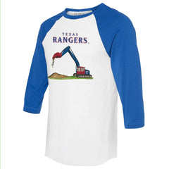 Texas Rangers Tiny Turnip Unisex Excavator 3/4-Sleeve Raglan T-Shirt White/Royal