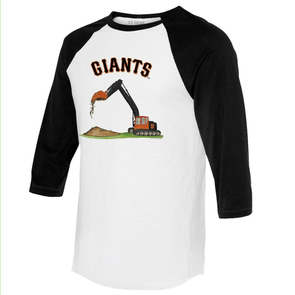 San Francisco Giants Tiny Turnip Unisex Excavator 3/4-Sleeve Raglan T-Shirt White/Black