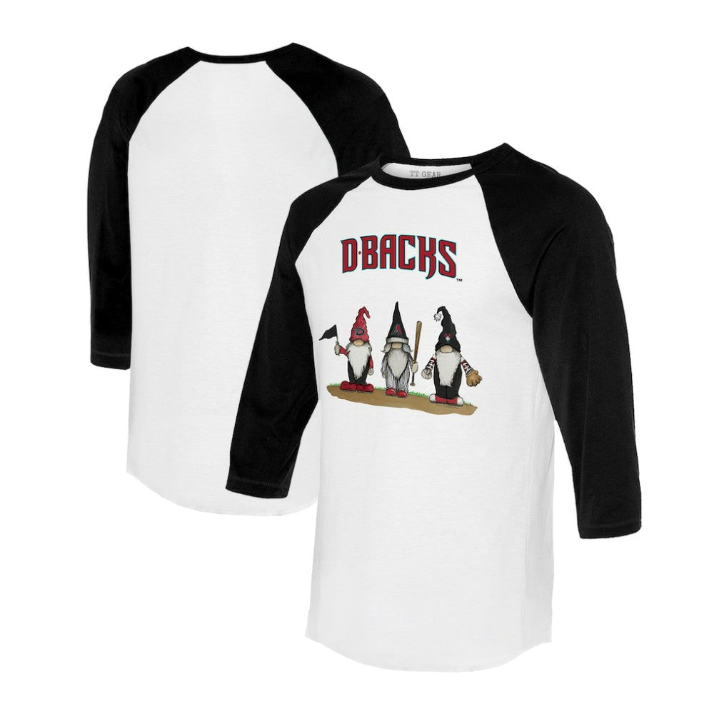 Arizona Diamondbacks Tiny Turnip Unisex Gnomes 3/4-Sleeve Raglan T-Shirt White/Black