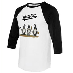 Chicago White Sox Tiny Turnip Unisex Gnomes 3/4-Sleeve Raglan T-Shirt White/Black