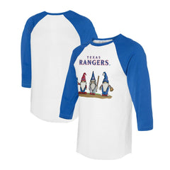 Texas Rangers Tiny Turnip Unisex Gnomes 3/4-Sleeve Raglan T-Shirt White/Royal