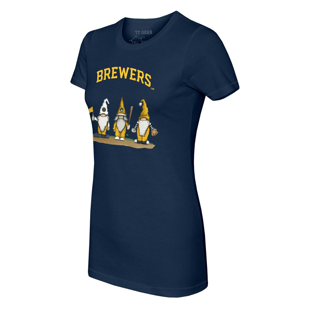 Milwaukee Brewers Tiny Turnip Women's Gnomes T-Shirt Navy