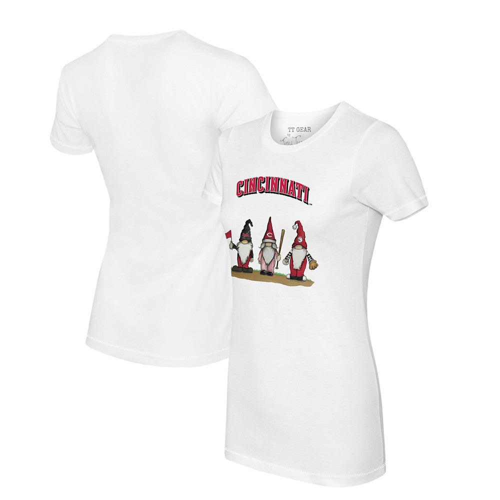 Cincinnati Reds Tiny Turnip Women's Gnomes T-Shirt White