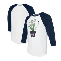 Washington Nationals Tiny Turnip Unisex Lilies & Ladybugs 3/4-Sleeve Raglan T-Shirt White/Navy