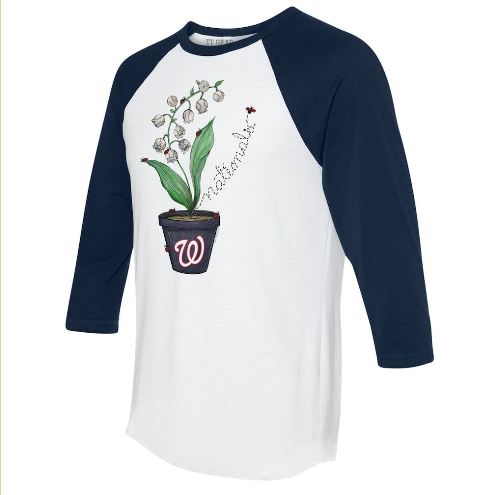 Washington Nationals Tiny Turnip Unisex Lilies & Ladybugs 3/4-Sleeve Raglan T-Shirt White/Navy