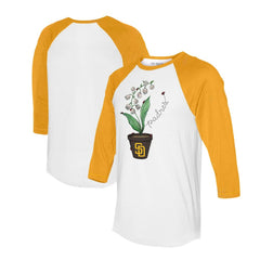 San Diego Padres Tiny Turnip Unisex Lilies & Ladybugs 3/4-Sleeve Raglan T-Shirt White/Gold
