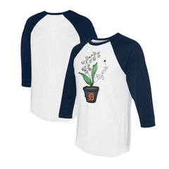 Detroit Tigers Tiny Turnip Unisex Lilies & Ladybugs 3/4-Sleeve Raglan T-Shirt White/Navy