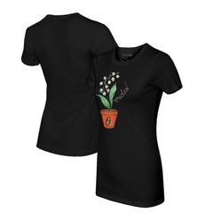 Baltimore Orioles Tiny Turnip Women's Lilies & Ladybugs T-Shirt Black