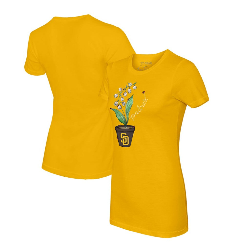 San Diego Padres Tiny Turnip Women's Lilies & Ladybugs T-Shirt Gold