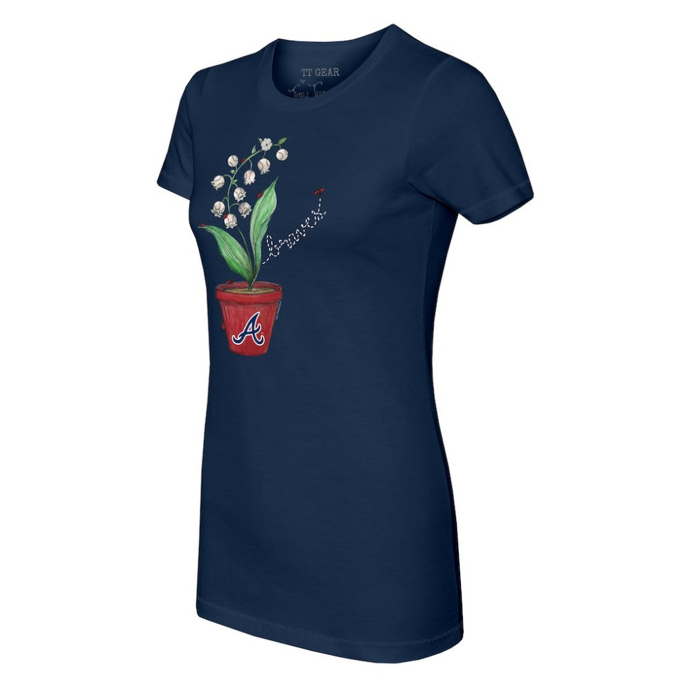Atlanta Braves Tiny Turnip Women's Lilies & Ladybugs T-Shirt Navy