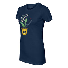 Milwaukee Brewers Tiny Turnip Women's Lilies & Ladybugs T-Shirt Navy