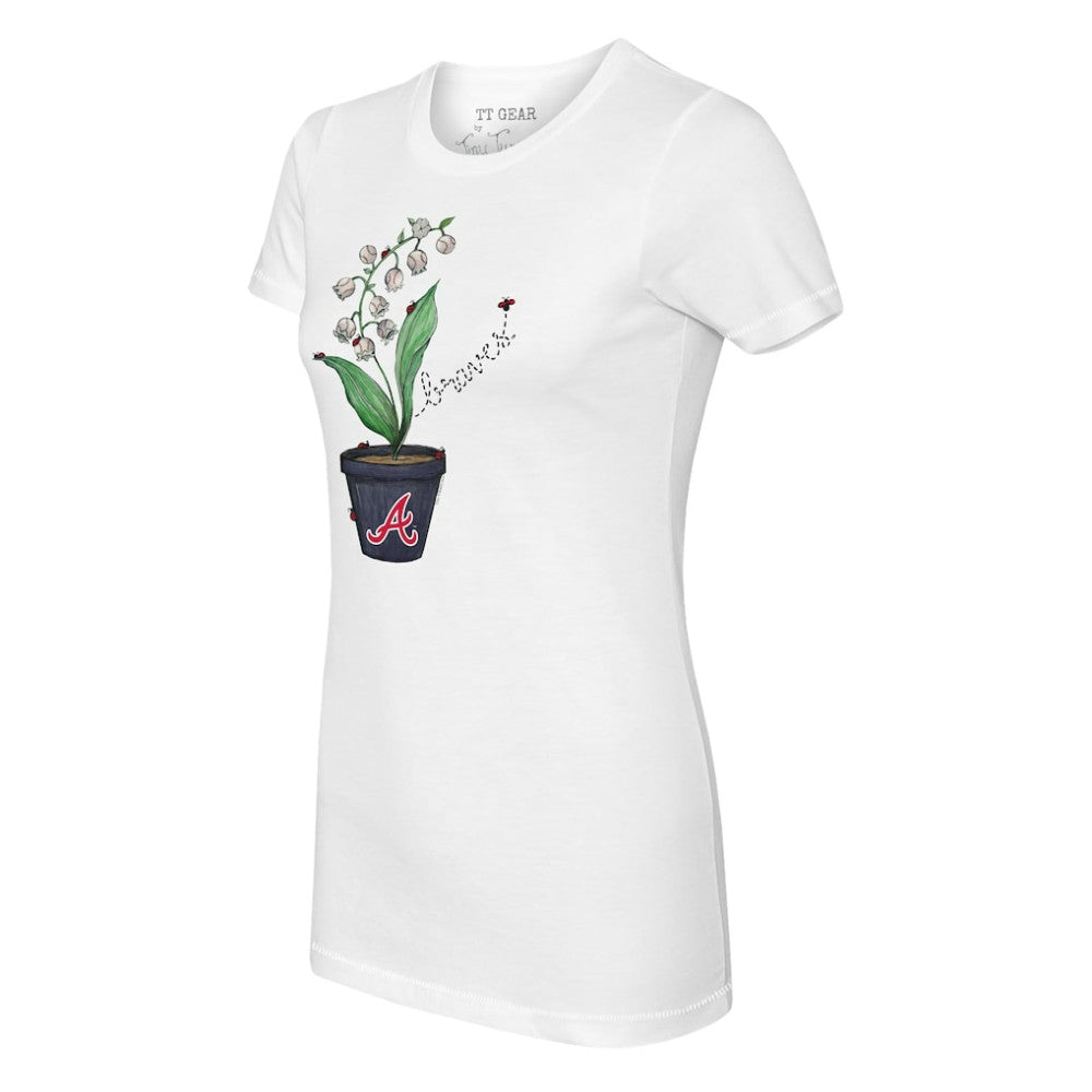 Atlanta Braves Tiny Turnip Women's Lilies & Ladybugs T-Shirt White