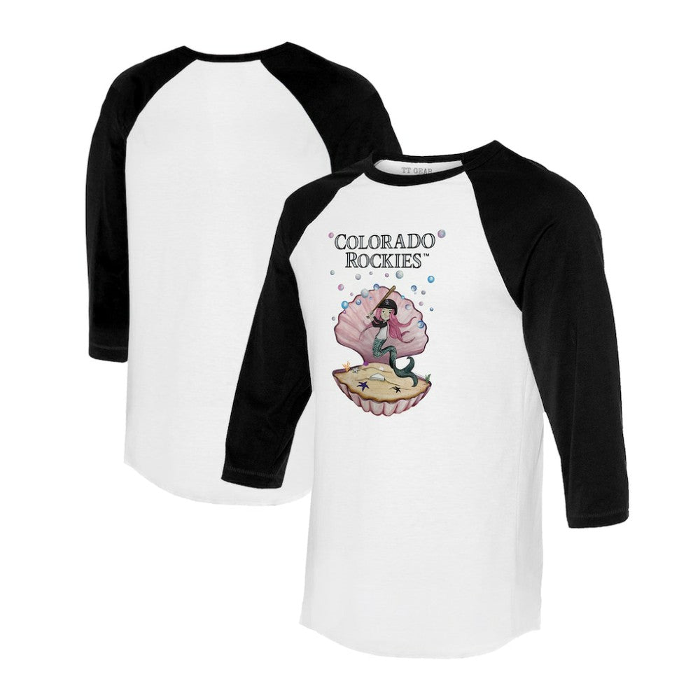 Colorado Rockies Tiny Turnip Unisex Mermaid 3/4-Sleeve Raglan T-Shirt White/Black