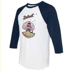 Detroit Tigers Tiny Turnip Unisex Mermaid 3/4-Sleeve Raglan T-Shirt White/Navy