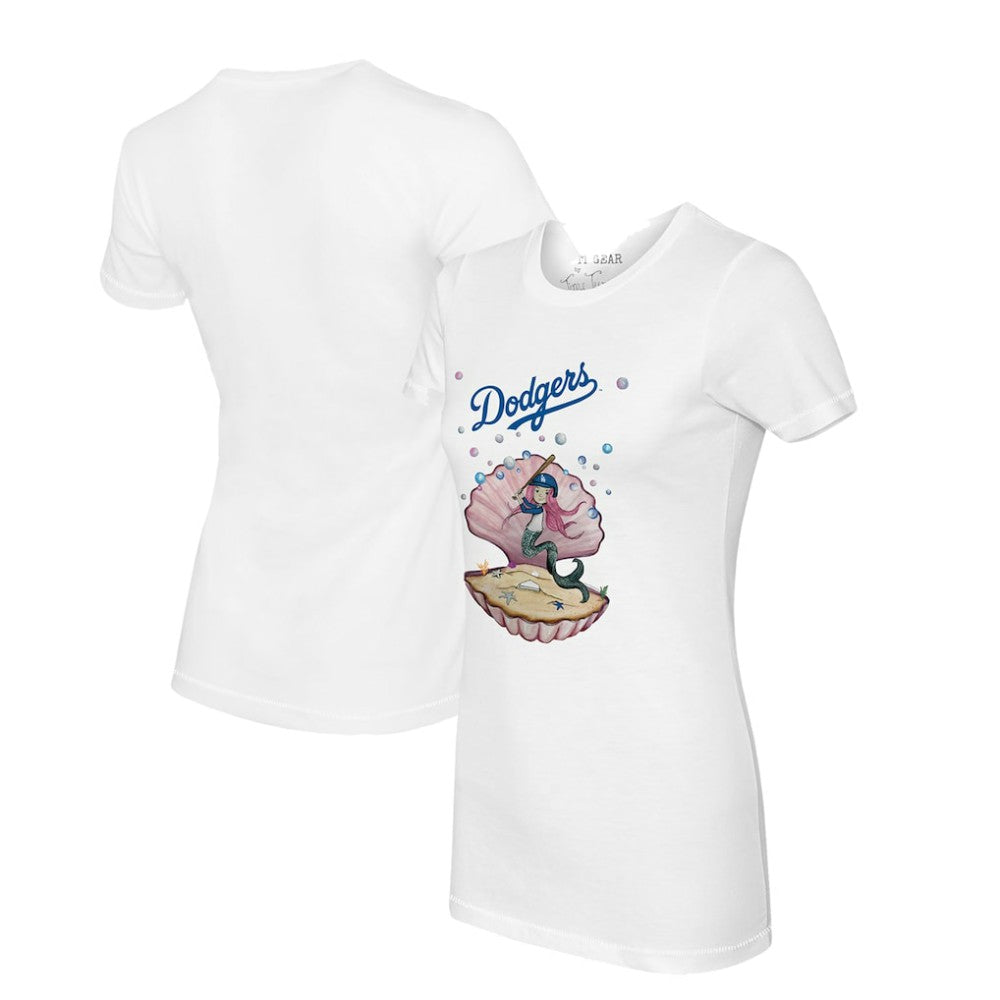 Los Angeles Dodgers Tiny Turnip Women's Mermaid T-Shirt White