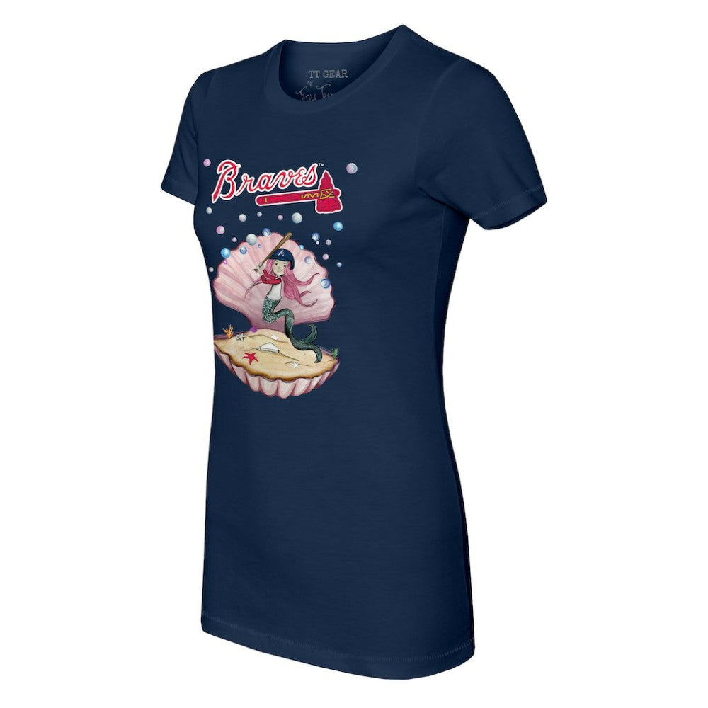 Atlanta Braves Tiny Turnip Women's Mermaid T-Shirt Navy