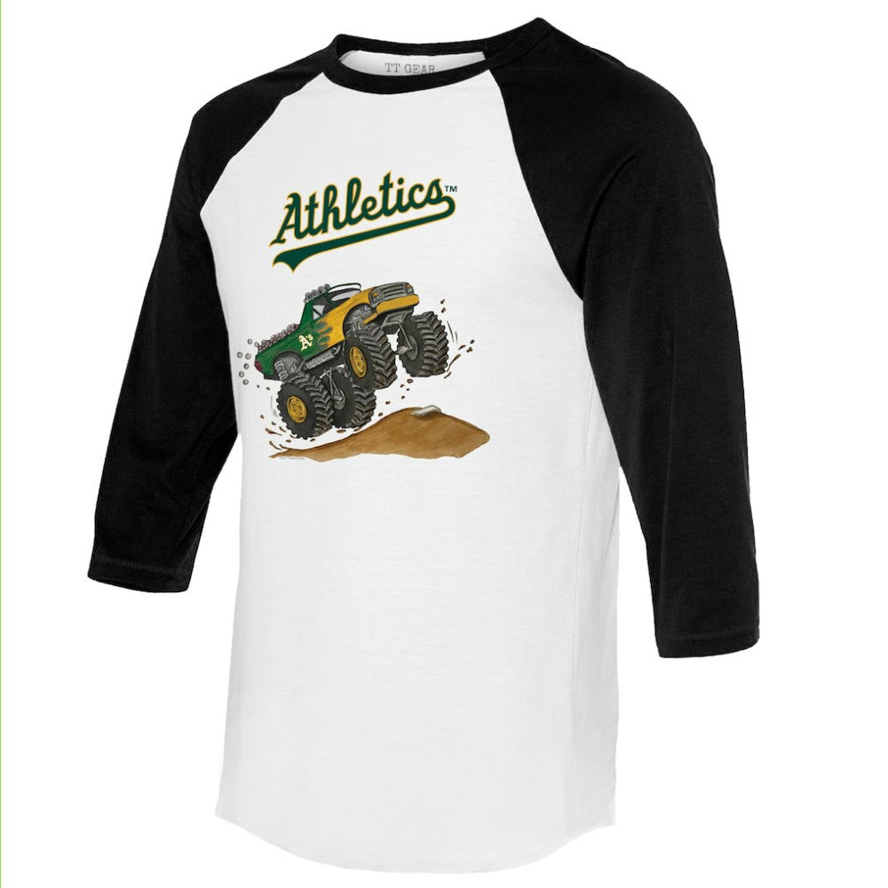 Athletics Tiny Turnip Unisex Monster Truck 3/4-Sleeve Raglan T-Shirt White/Black