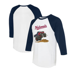 Washington Nationals Tiny Turnip Unisex Monster Truck 3/4-Sleeve Raglan T-Shirt White/Navy
