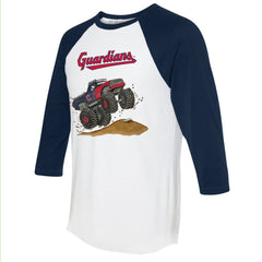Cleveland Guardians Tiny Turnip Unisex Monster Truck 3/4-Sleeve Raglan T-Shirt White/Navy
