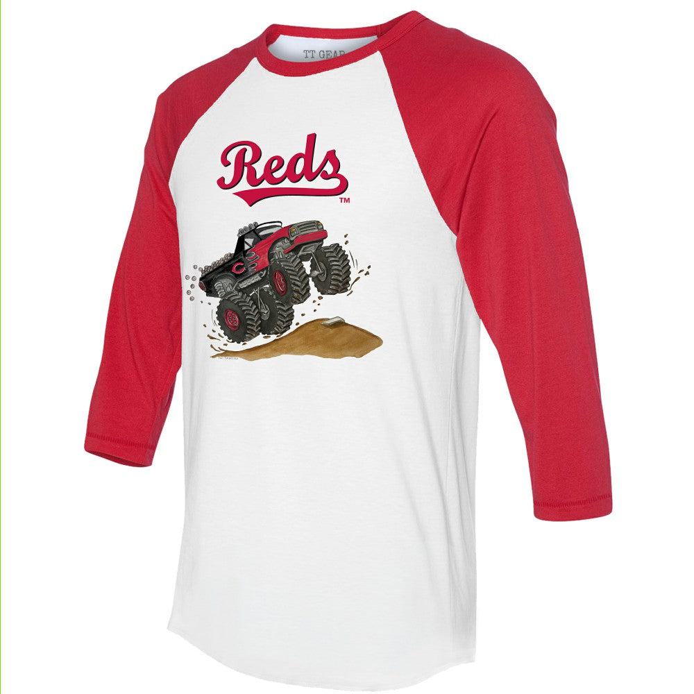 Cincinnati Reds Tiny Turnip Unisex Monster Truck 3/4-Sleeve Raglan T-Shirt White/Red