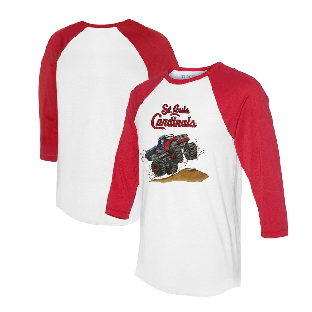 St. Louis Cardinals Tiny Turnip Unisex Monster Truck 3/4-Sleeve Raglan T-Shirt White/Red