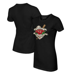 Arizona Diamondbacks Tiny Turnip Women's Tattoo Rose T-Shirt Black