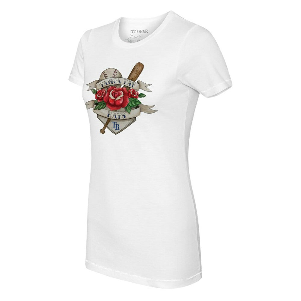 Tampa Bay Rays Tiny Turnip Women's Tattoo Rose T-Shirt White