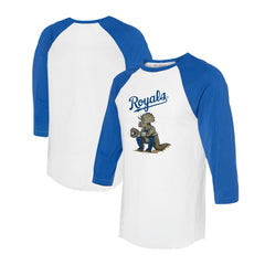 Kansas City Royals Tiny Turnip Unisex Triceratops 3/4-Sleeve Raglan T-Shirt White/Royal