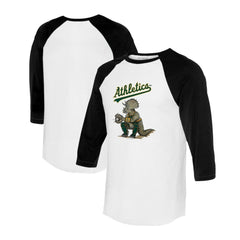 Athletics Tiny Turnip Unisex Triceratops 3/4-Sleeve Raglan T-Shirt White/Black
