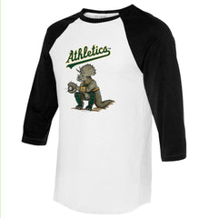 Athletics Tiny Turnip Unisex Triceratops 3/4-Sleeve Raglan T-Shirt White/Black
