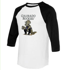 Colorado Rockies Tiny Turnip Unisex Triceratops 3/4-Sleeve Raglan T-Shirt White/Black