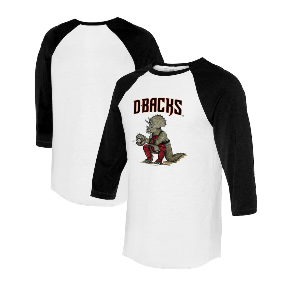 Arizona Diamondbacks Tiny Turnip Unisex Triceratops 3/4-Sleeve Raglan T-Shirt White/Black