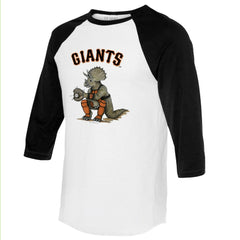San Francisco Giants Tiny Turnip Unisex Triceratops 3/4-Sleeve Raglan T-Shirt White/Black