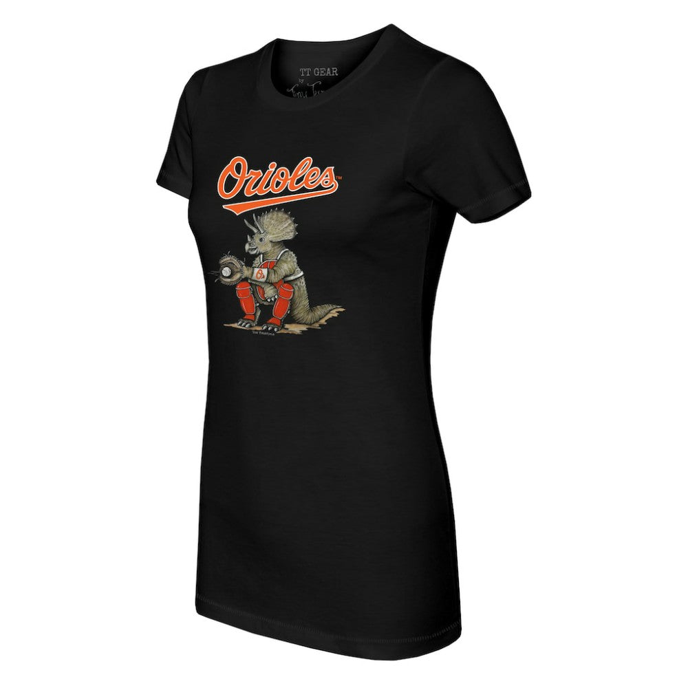Baltimore Orioles Tiny Turnip Women's Triceratops T-Shirt Black